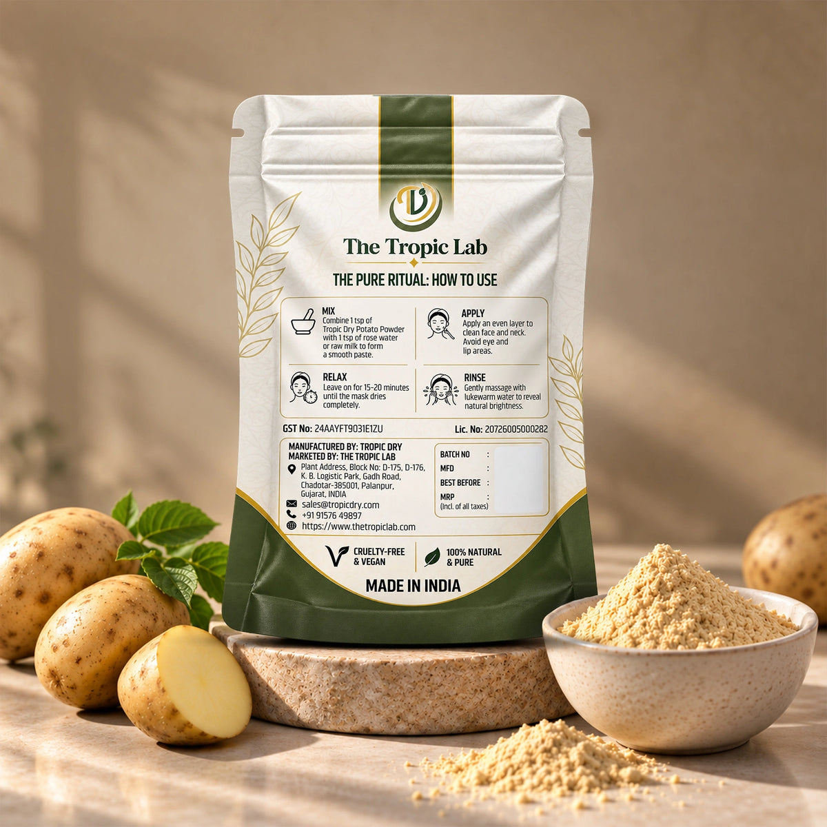 Raw Potato Brightening Powder for Face Tan